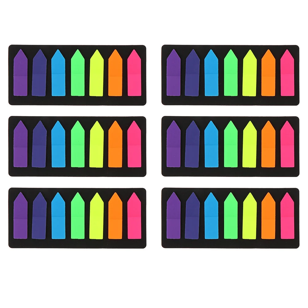 6Sets Colorful Arrow Label Stickers Lightweight Writable Memo Notes for Office Classification and Marking Multipurpose