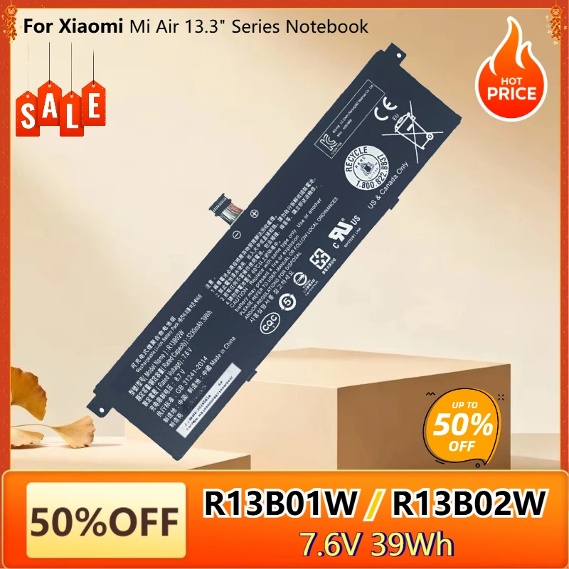 

R13B02W R13B01W Замена аккумулятора для ноутбука Xiaomi Mi Air 13, 13,3-дюймовая серия, ноутбук 161301-01, аккумуляторная батарея для планшетного ПК
