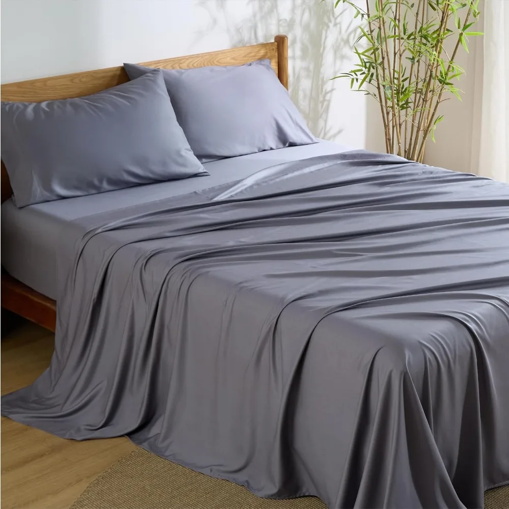 

Bedsure Queen Sheet Set, Cooling Sheets for Queen Size Bed Set, Rayon Derived from Bamboo, Breathable & Soft, Deep Pocket Up to