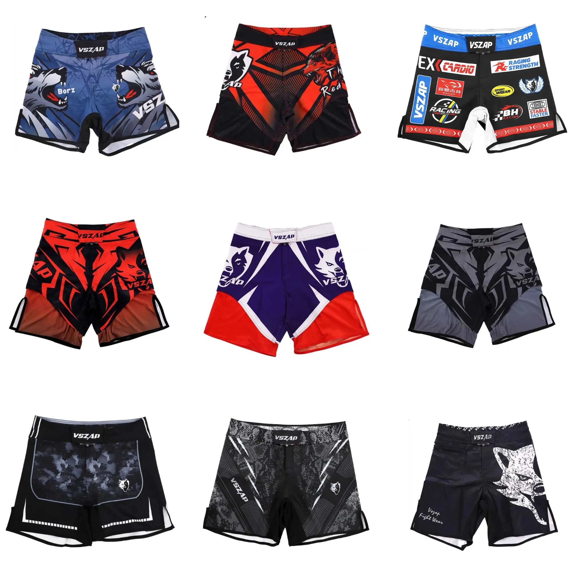 Mens BJJ MMA Grappling Shorts Quick Dry Fight Shorts Split Seam Athletic Shorts for Muay Thai Boxing Sparring Training Sessions