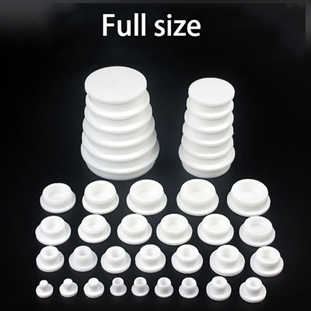 White Round Silicone Rubber Hole Plug Seal Blanking End Caps T Type Waterproof Stopper High Temperature Resistant Bore18mm-106m