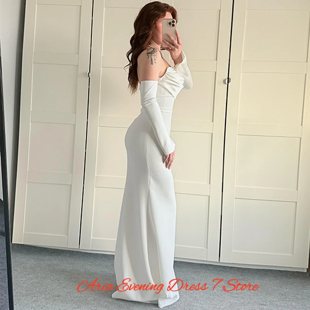 Graciosa camisa sereia vestidos de noite personalizados formal sem alças vestidos de celebridades moda manga destacável vestidos de baile