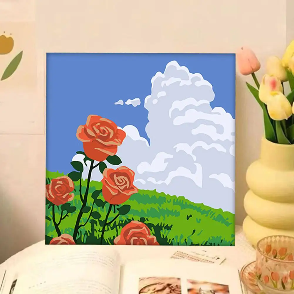 Rose Flower Acrylic Digital Oil Painting DIY Fill With Painted Rid Style Birthday Present Multi Selection Hand Get Boredom G4I2