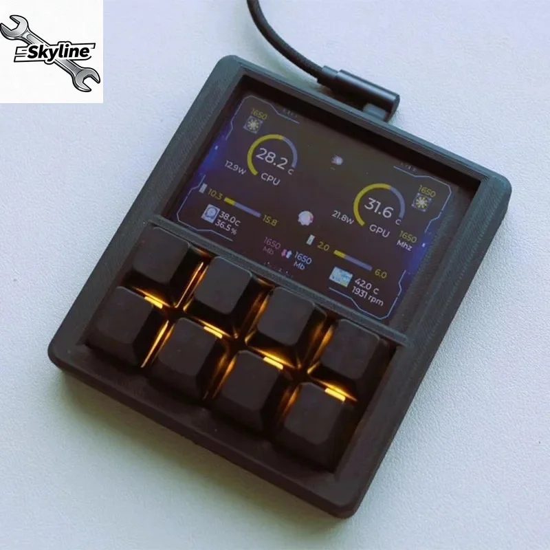 3.5 inch LCD DIY Quick Keyboard Desktop Console Programmable 8 keys Pad