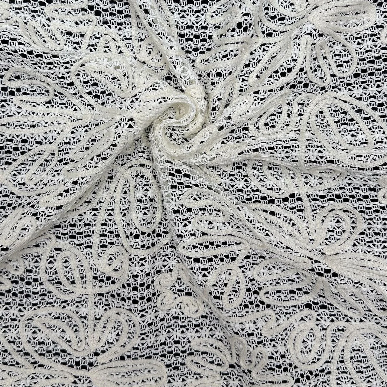 

New openwork mesh embroidered lace fabric DIY clothing accessories, wedding dress sequin rope embroidery fabric mesh lace