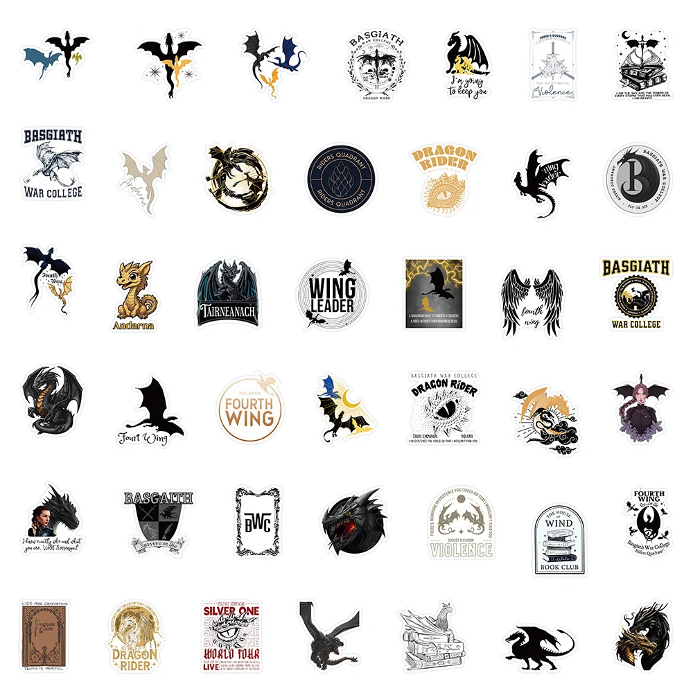 10/30/50/100pcs Cool Novel Fourth Wing Stickers Anime Decals Skateboard Laptop Motorcycle Phone Helmet Waterproof Sticker Toys