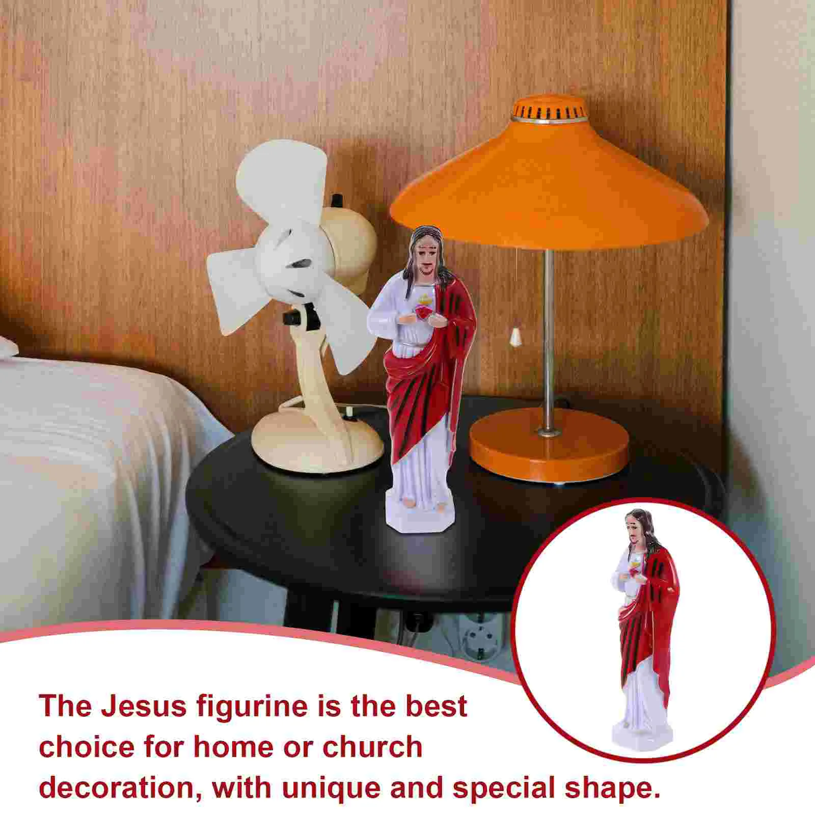 Decor Church Decoration Jesus Ornaments Religious Figure Simulation Sculpture Decorations Desktop Holy Statue Figurine Red