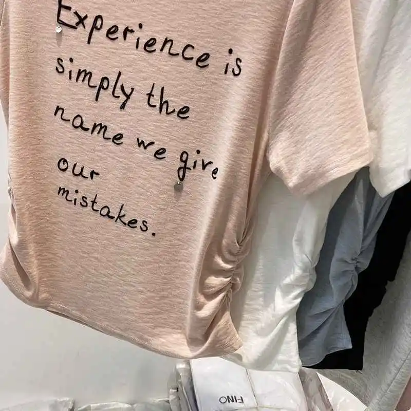 Sommer Skew Kragen T-shirt für Frauen Brief Gedruckt Modal Kurzarm Top Koreanische Casual Mode Weibliche Off Schulter Tees