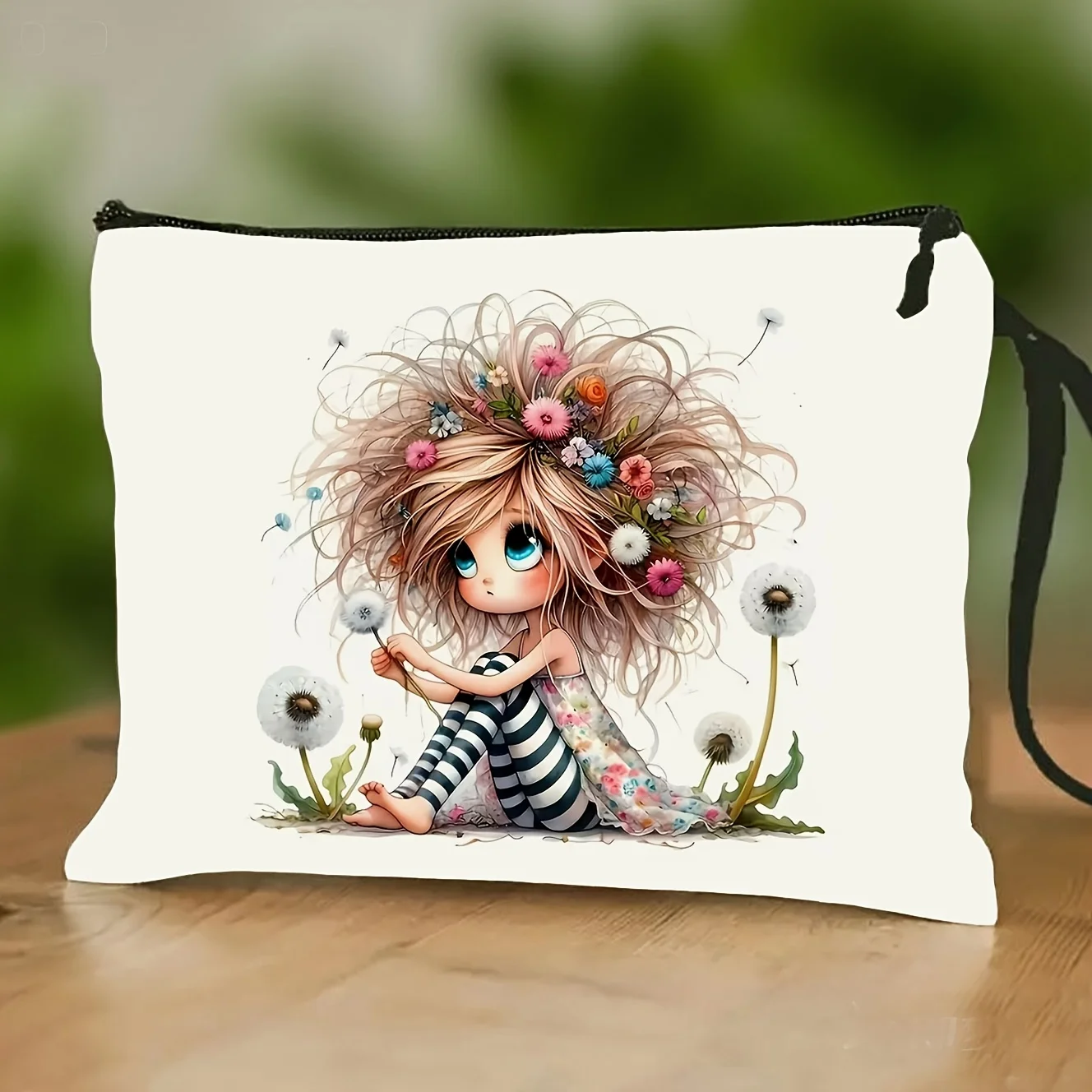 

Simple and Stylish Dandelion Floral Pattern Makeup Bag with Convenient Travel Toiletry Pouch with Zipper for Women
