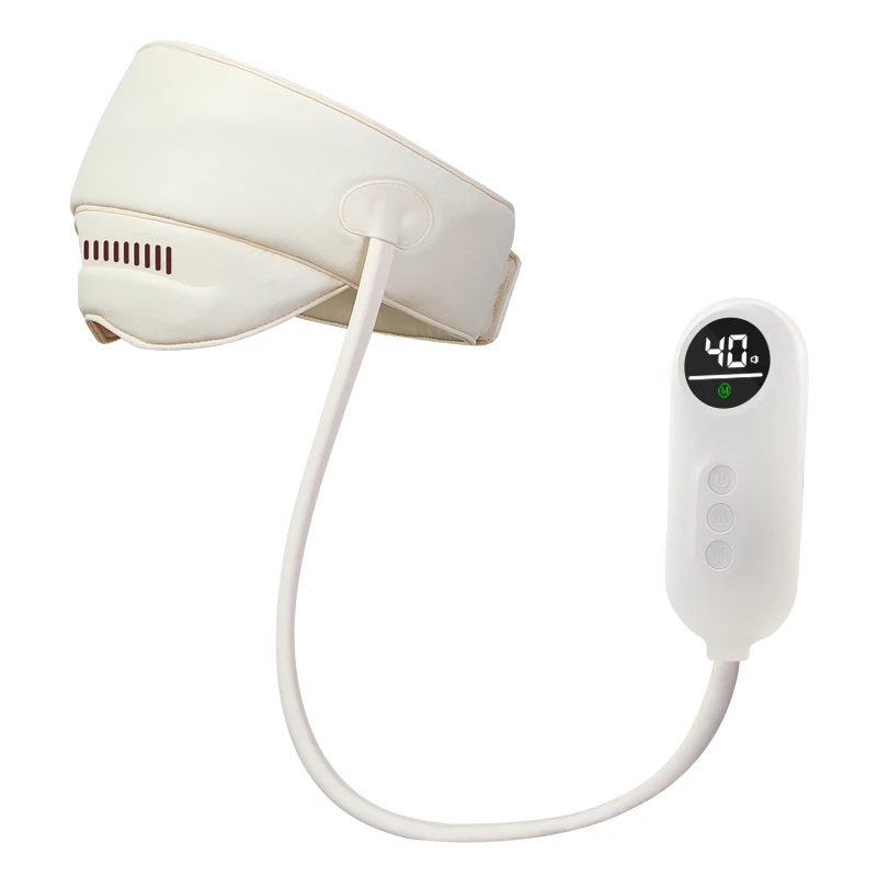 Beige Rechargeable Head Massager with Adjustable Carbon Fiber Heating and Five Temperature Trending Feature
