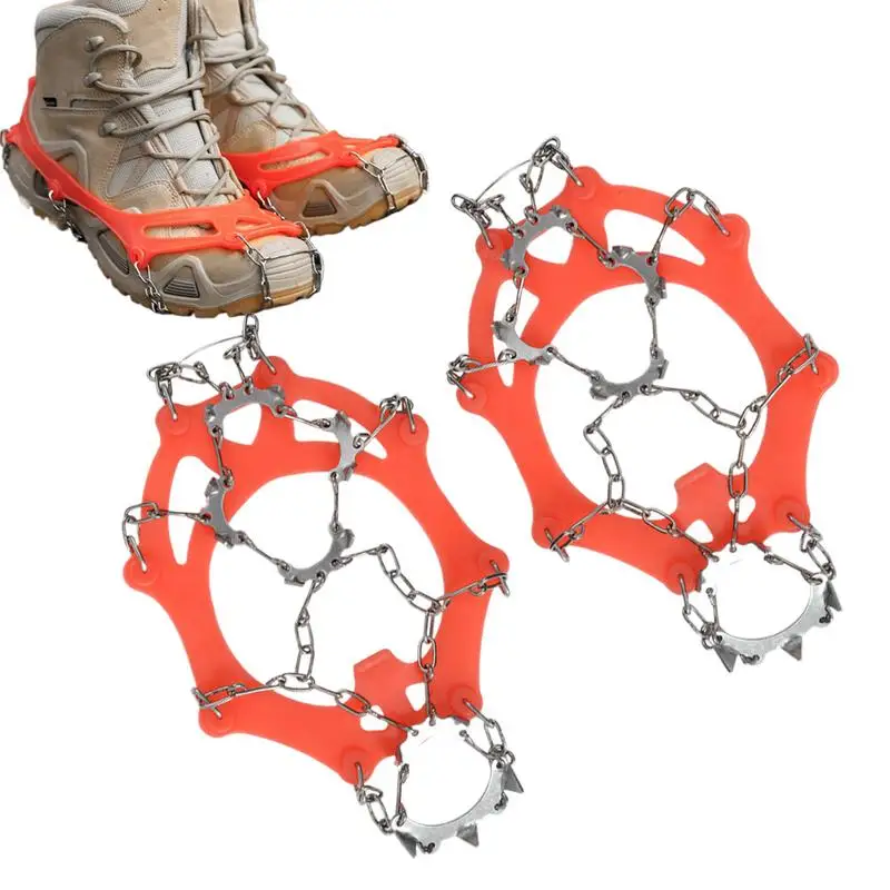 Climbing Ice Shoes Grippers 13-Spikes Crampons Ice Cleats  Steel Ice Gripper Spike Anti Slip Hiking Climbing Snow Spikes