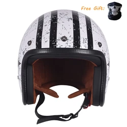 DOT Approved Motorcycle Helmet 3/4 Open Face Vintage Casco Moto Jet Scooter Bike Helmet Retro Casque with Brim