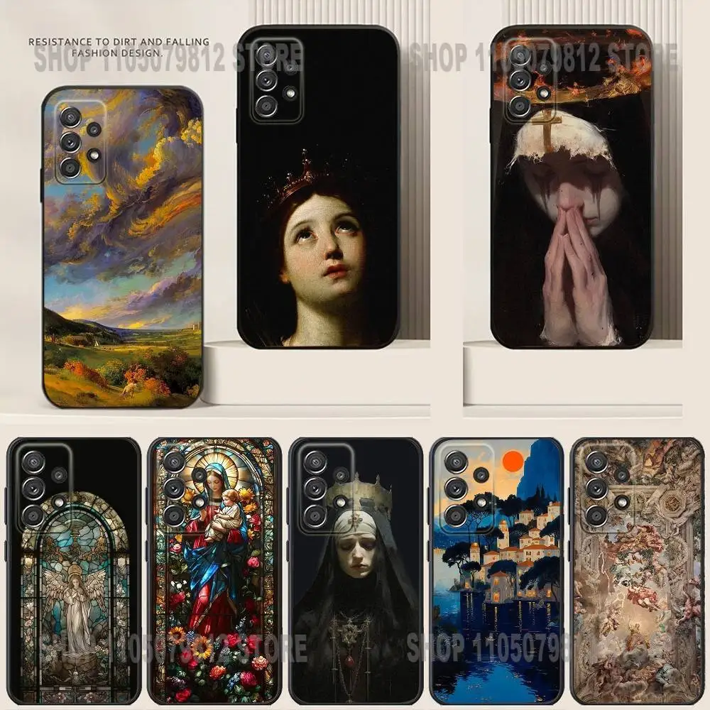 

Renaissance Art Paintings Phone Case For Samsung S24,21,22,23,30,Ultra,20,Plus,Note,10,9,Black soft silicone case