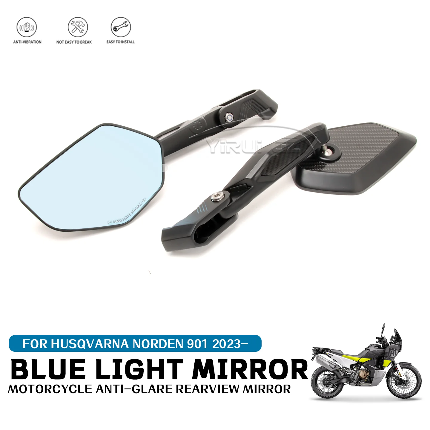 

ДЛЯ Husqvarna Norden 901, зеркало заднего вида для мотоцикла, боковое зеркало заднего вида, складной стержень зеркала, антибликовое зеркало с синим светом 2023-