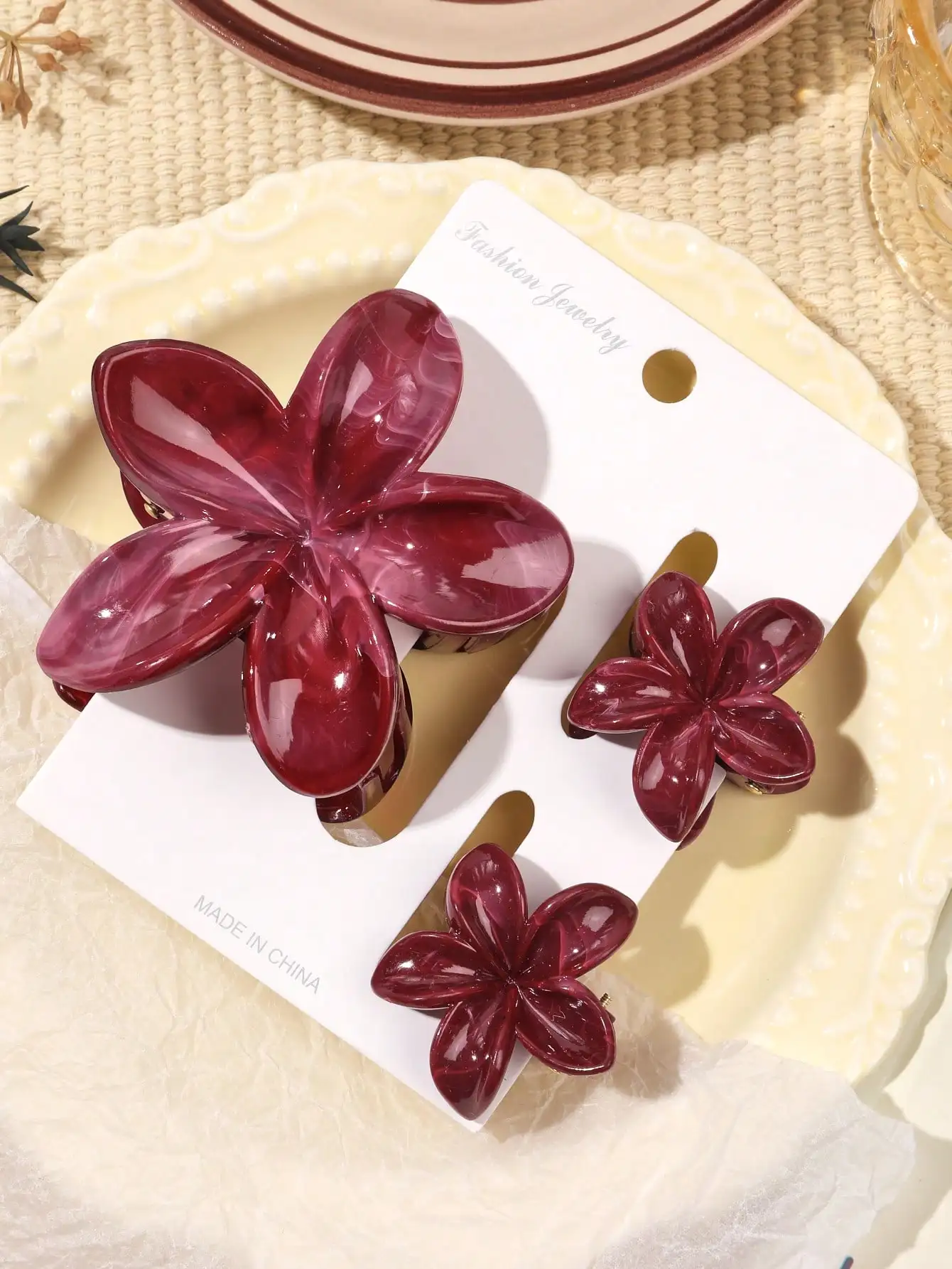 3 Stück rosa Blumen-Haarklammern, hawaiianische Hibiskus-Haifisch-Clip, niedliche modische Haar-Accessoires, Geschenke für Frauen und Mädchen – Detail 12