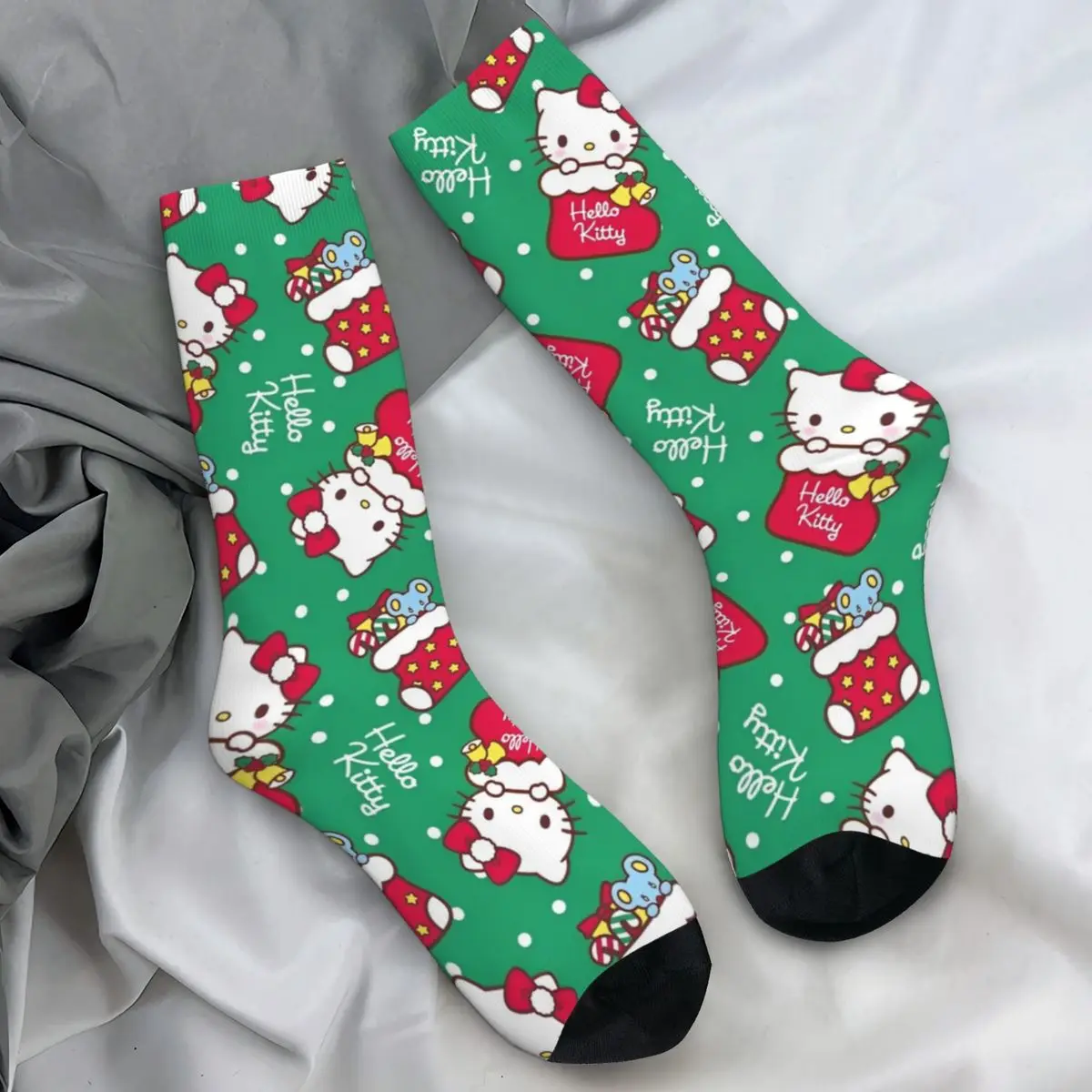 

Sanrio Hello Kitty Christmas Stockings Graphic Funny Socks Winter Anti Skid Socks Men's Climbing Soft Breathable Socks