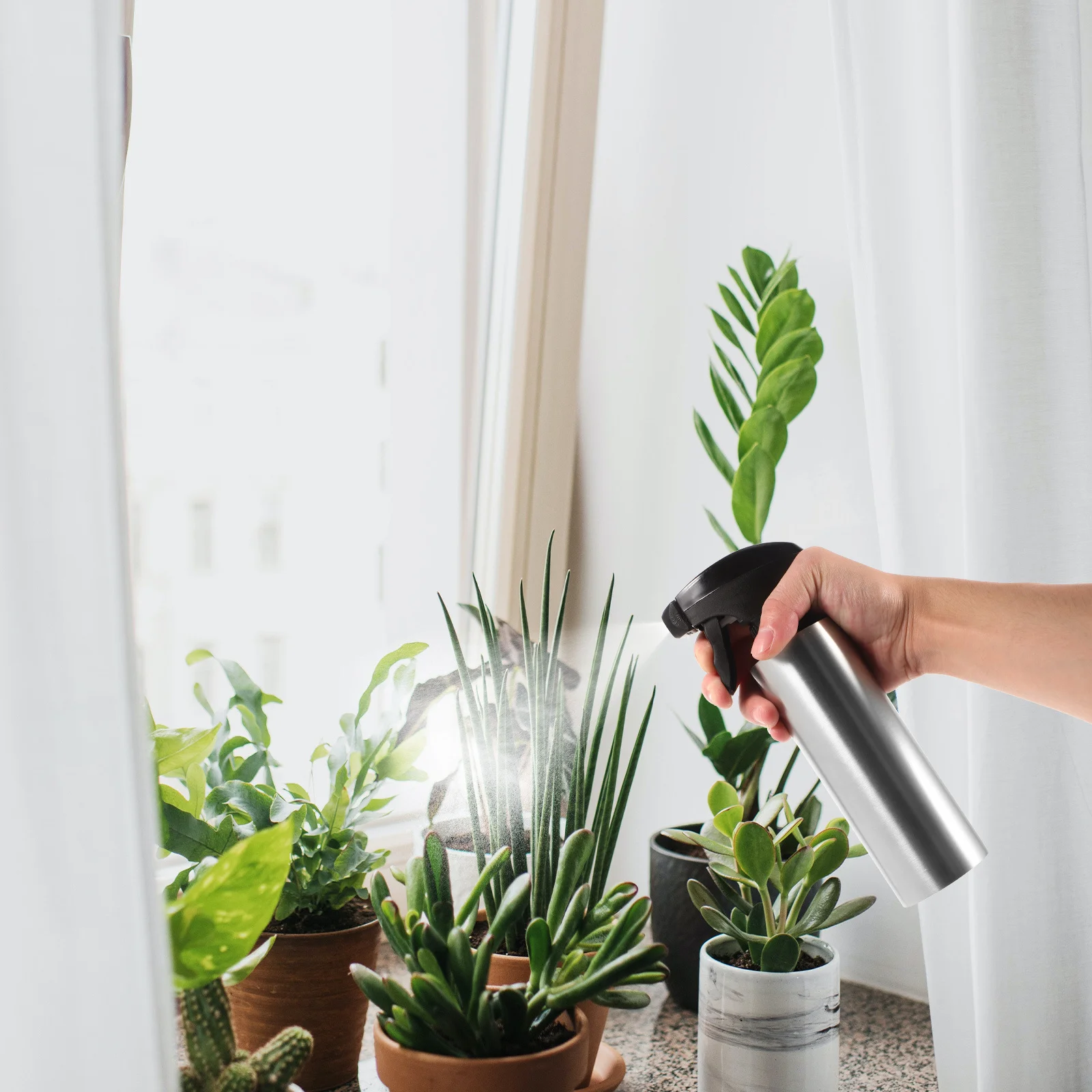 

Stainless Steel Spray Bottle Vintage Watering Can For Plants Garden Tools Small Watering Bottle Indoor Outdoor Use