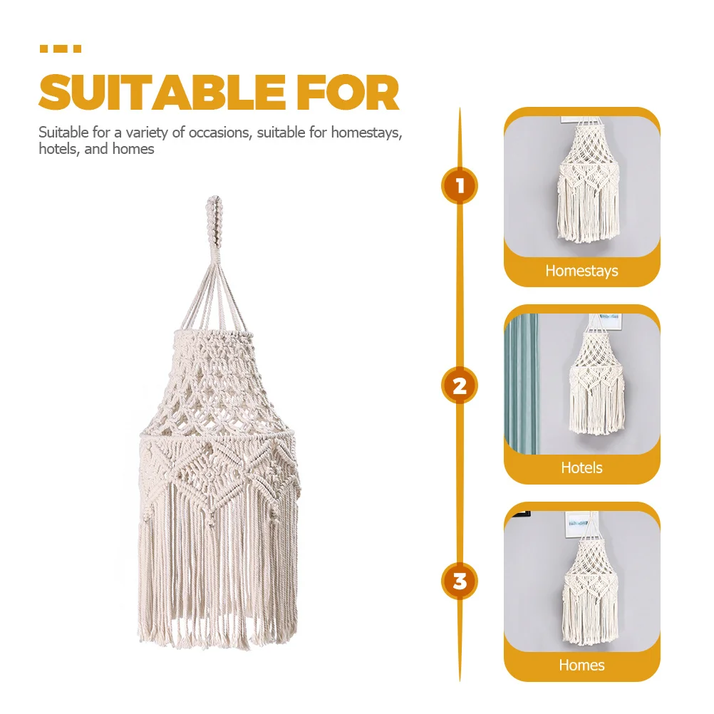 

Macrame Lamp Shade Thickened Cotton Rope Woven Design for Ceiling Pendant Bedside Light Fixture Replacement Cover Modern Indoor