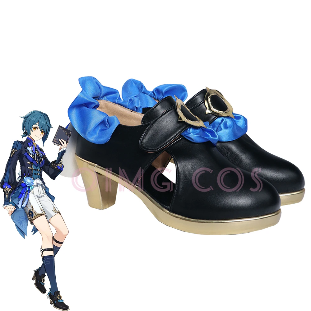 Genshin Impact Bamboo Rain Xingqiu Cosplay Shoes Anime Chinese Style Halloween for men Game