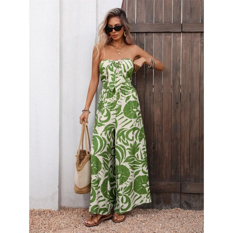 

Женский комбинезон Faion Street Sle: Сексуальный, без бретелек, праздничный дизайн, длинные брюки, хлопковая смесь, тонкая ткань, средняя талия