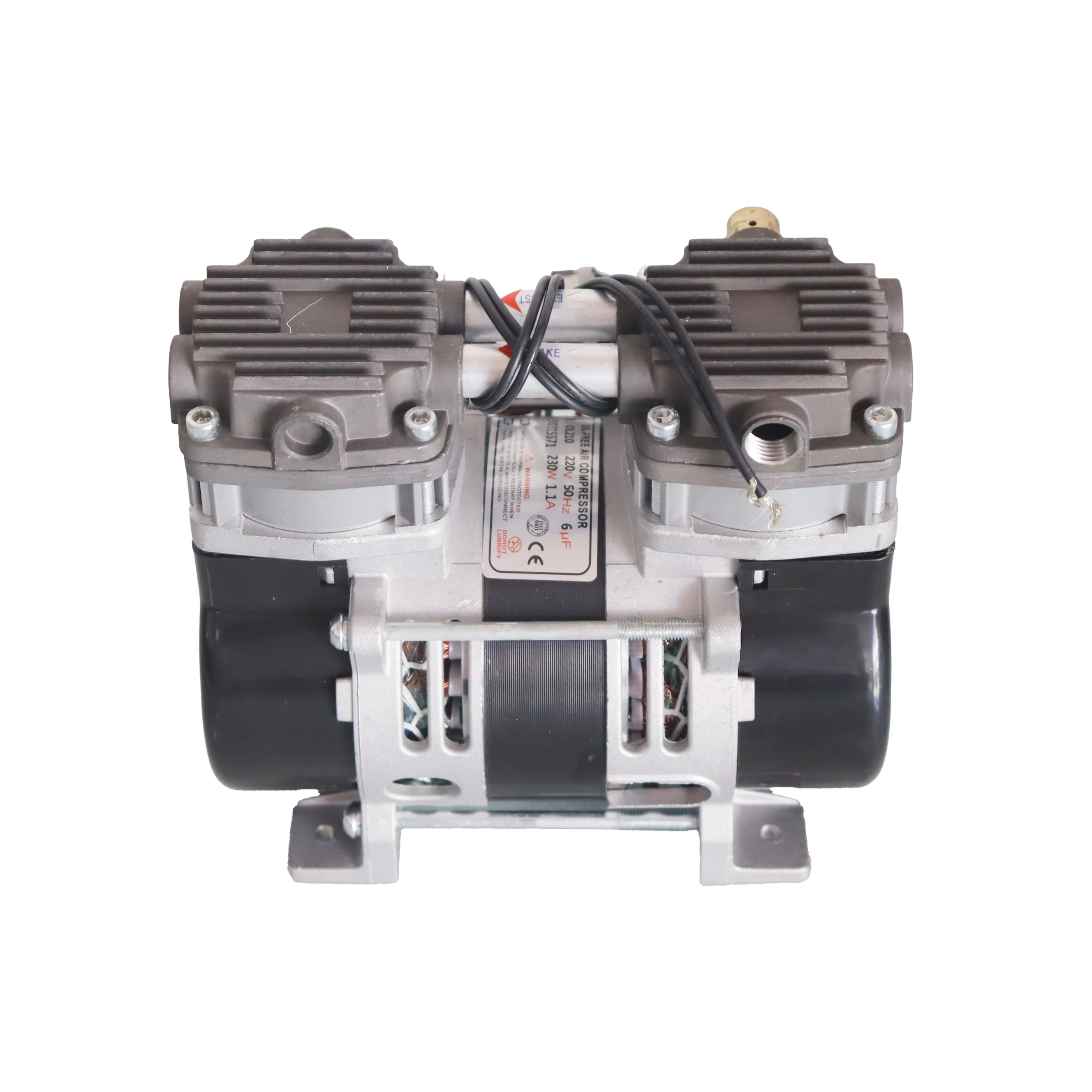 ضاغط خالي من الزيت 230 وات 380 وات 680 وات مضخة مكبس مزدوجة منخفضة الضوضاء ضاغط هواء صغير