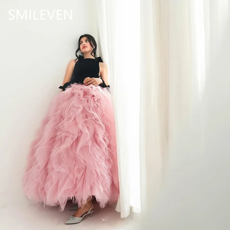 

Smileven Pink A-line Sexy Prom Dresses Applique Puffy skirt Tea-Length Party Evening Dress Gift Customized 2025