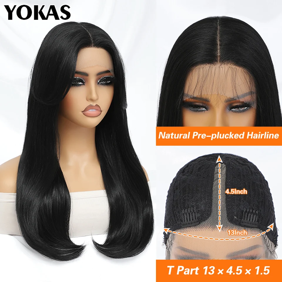 Wig renda depan sintetis 22 inci Wig renda depan lurus untuk wanita Wig depan renda serat temperatur tinggi untuk wanita