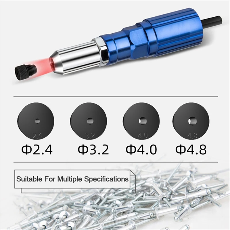 Puxar adaptador de arma de rebite elétrica pistola de rebite puxar núcleo puxar adaptador de arma de rebite 2.4mm-4.8mm porca de rebite adaptador de broca de arma