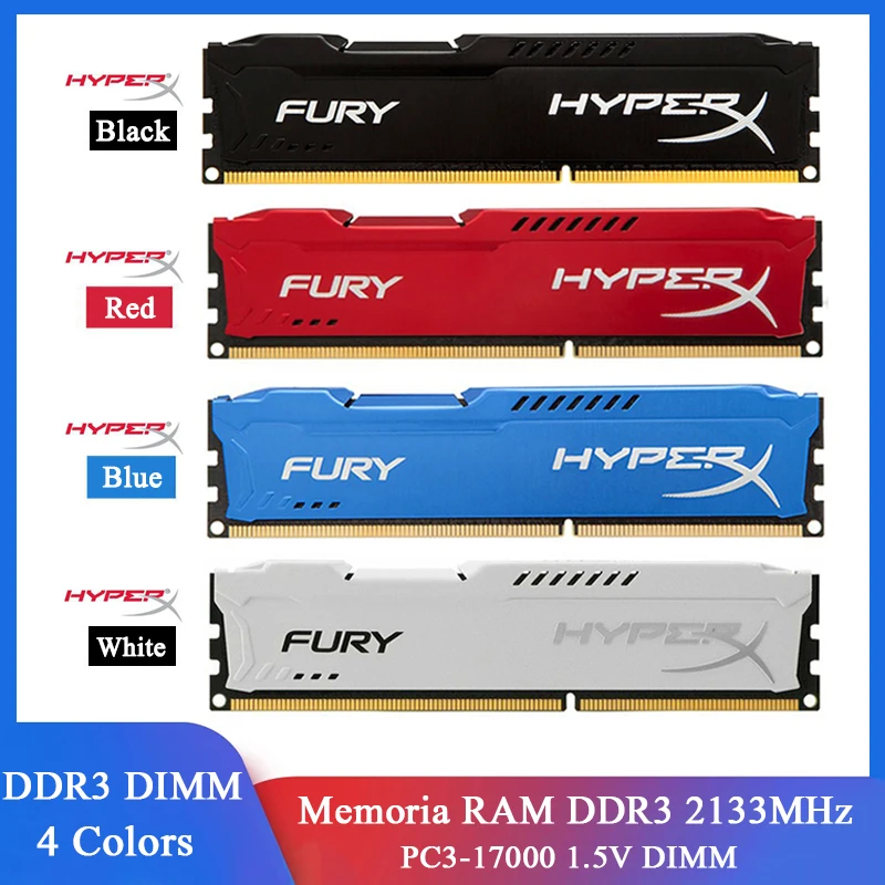 Hyperx Fury Memoria RAM DDR3 8GB 2133MHz 8GB 2400MHz PC3-19200 PC3-17000 Pamięć stacjonarna 240Pins DIMM 1.5V DDR3 RAM Moduł pamięci