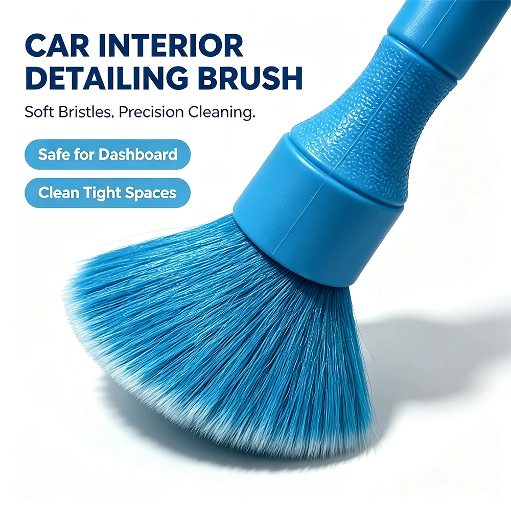 AUTOBRIGHT Autopflegebürste mit ultraweichen Borsten, Innenreinigungsbürste für Armaturenbrett, Lüftungsschlitze, Autowäsche und -pflege – Detail 2