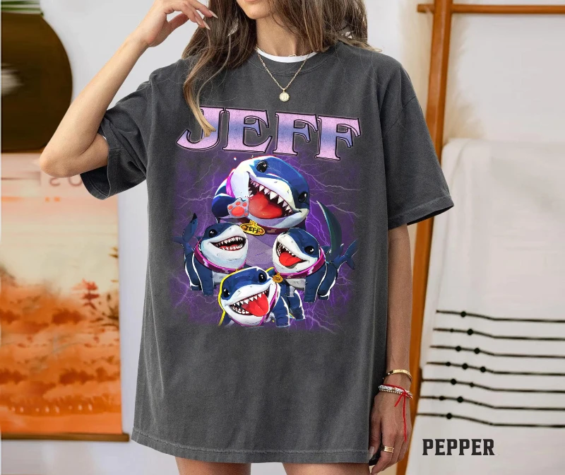 تي شيرت جيف ذا لاند شارك |   تي شيرت Retro Bootleg Comfort Colors The Land Shark Marvel Shark للجنسين برسومات عتيقة