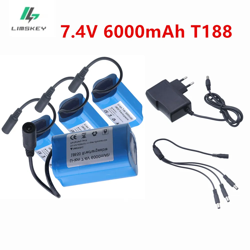 Rechargeable 7.4V battery 6000mah for T188 T888 2011-5 Remote Control toys Fish Finder Fishing Bait Boat Parts with charger