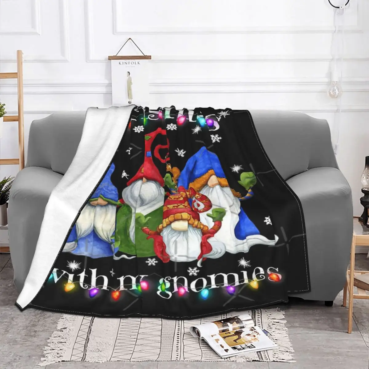 Divertida manta navideña de Gnome, colcha para cama a cuadros, funda para sofá, Sudadera con capucha, colcha, 220x240