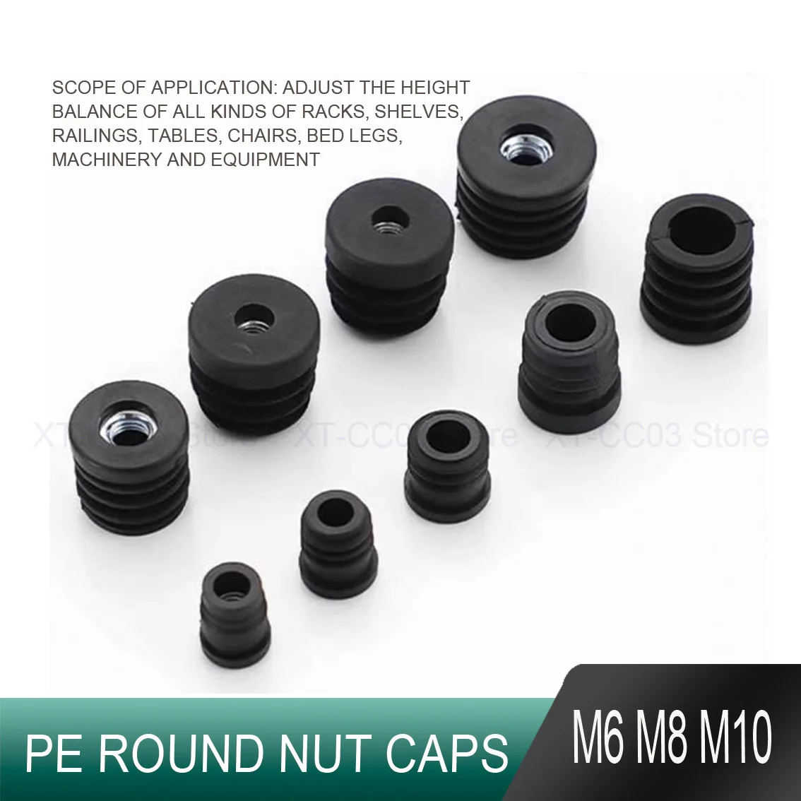 4Pcs Black Plastic Round Caps M6 M8 M10 Hole Nut Plug Protection Gasket Dust Seal End Cover Caps For Chairs Furniture Accessory