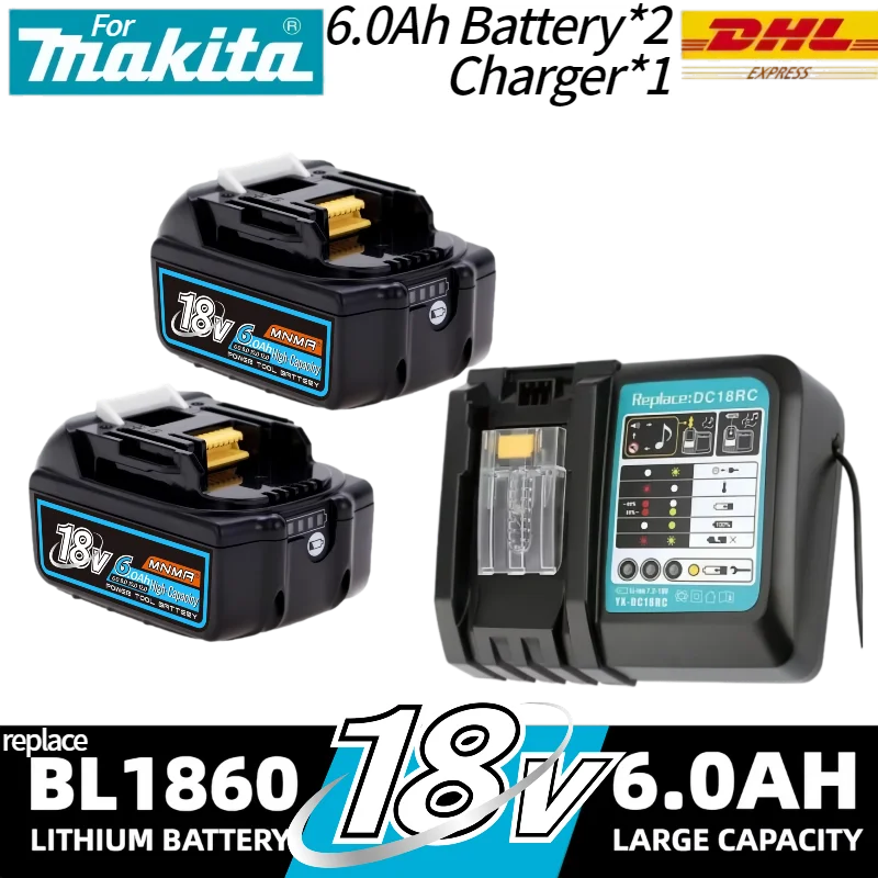 

Genuine for Makita 6Ah for Makita 18V Battery BL1860B BL1840 BL1830B BL1850B BL1850 BL1860 Replacement Lithium Battery