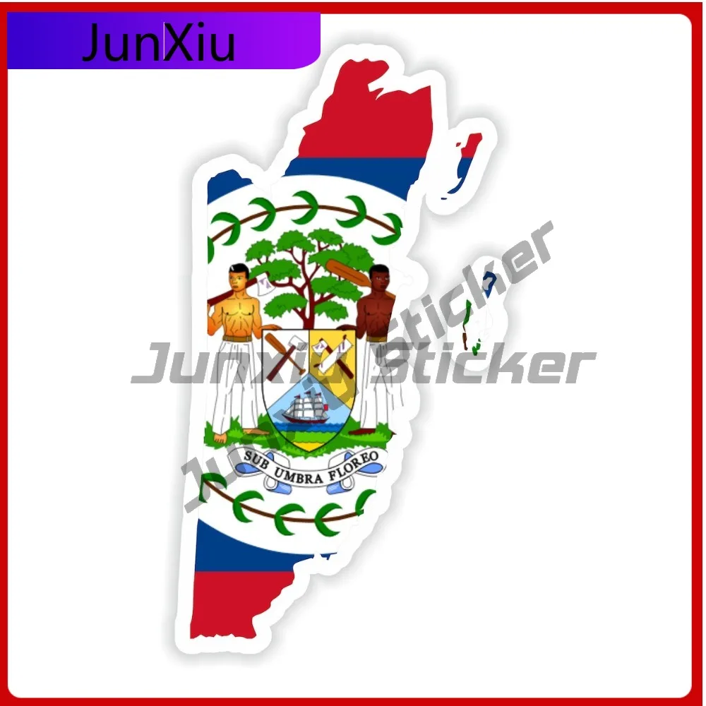 

Belize National Emblem Map Flag Shape And Outline Stickers Waterproof Decals Suv Car Bumper Moto Bike Funny Decorations Pvc