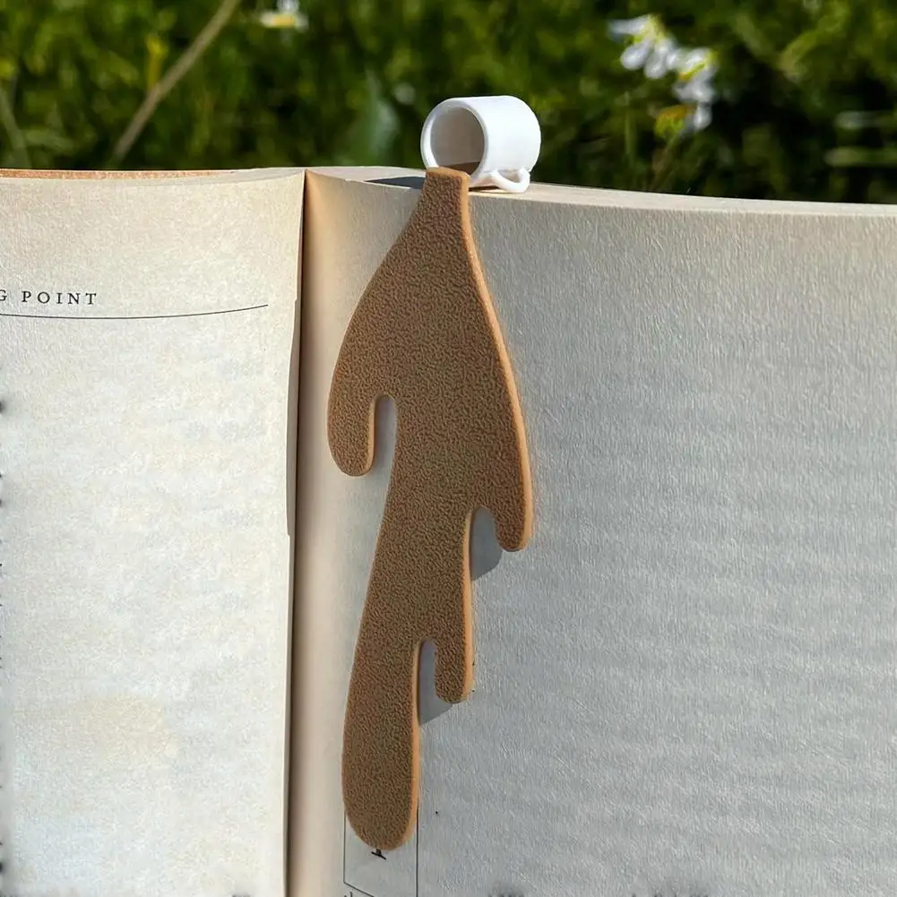 Imagem -04 - Café Derramado Bookmark para Leitura Cute Corner Marker Marcadores Engraçados Marcas de Livros Canto Bookmark Acessórios