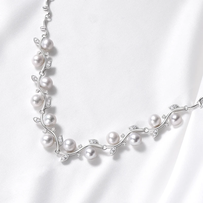 Fashion Women's 6mm Freshwater White Pearl Necklace 100% Sterling Silver 925 Necklace Vintage Anniversary Fine Luxury Jewelry