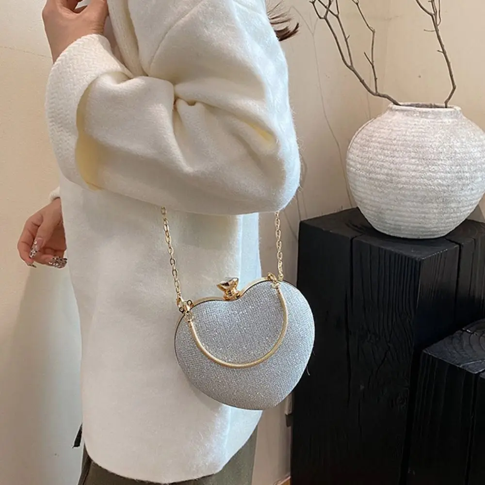 Retro Glitter Evening Banquet Bag Love Rhinestone Dinner Bag Heart Large Capacity Box Handbag Party