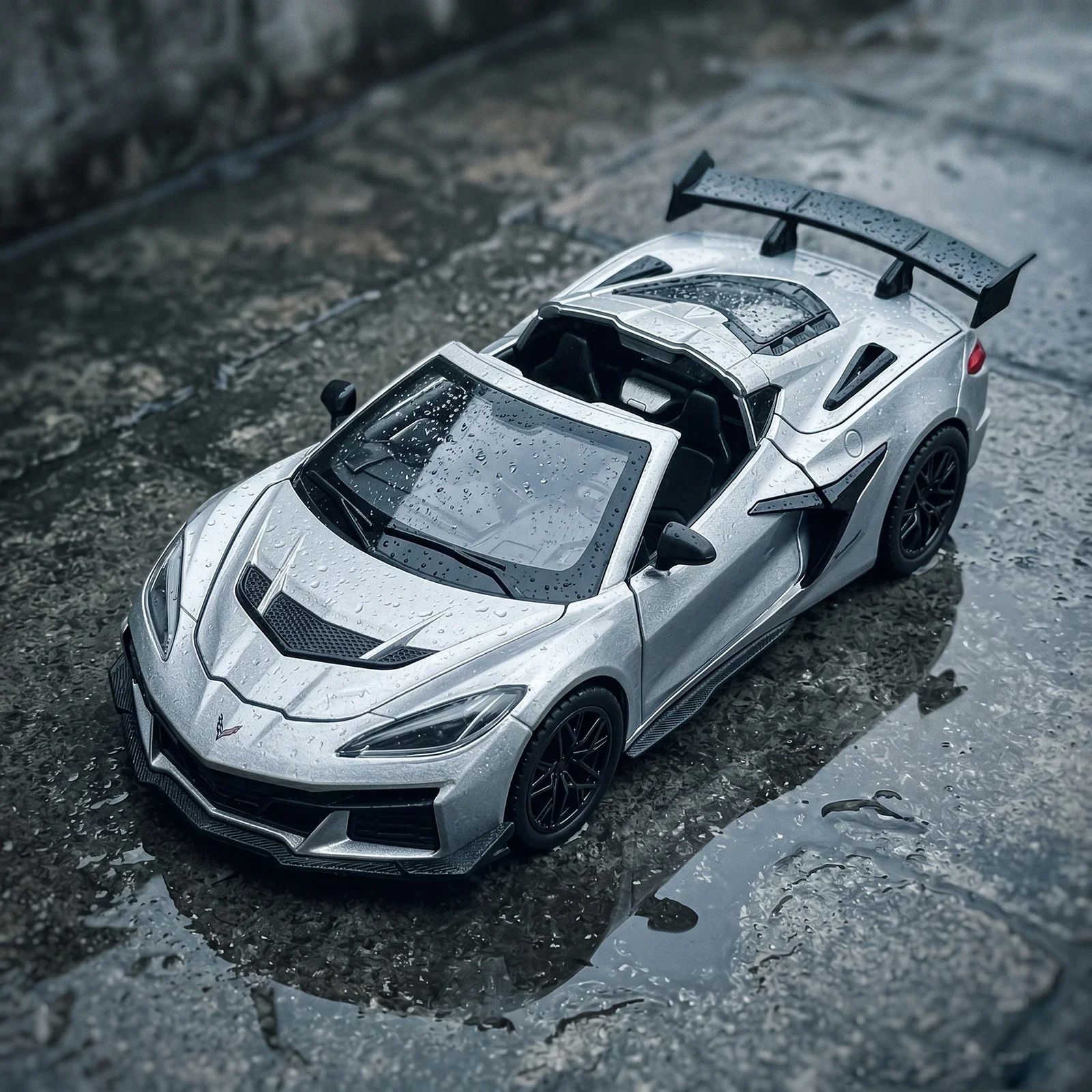 1:32 C8 ZR1X Sportwagen Legierung Druckguss Miniatur Metallauto Simulation Sound Licht Spielzeugauto als Geschenk