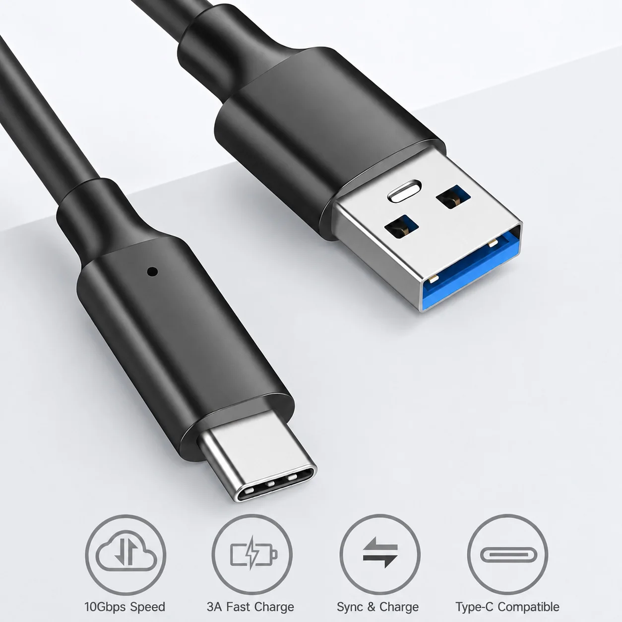 USB 3.2 Type C to A Cable 10Gbps 60W PD Fast Charging Data Transfer for Galaxy S23 S22 Note 20 Pixel iPad Pro SSD Android Auto