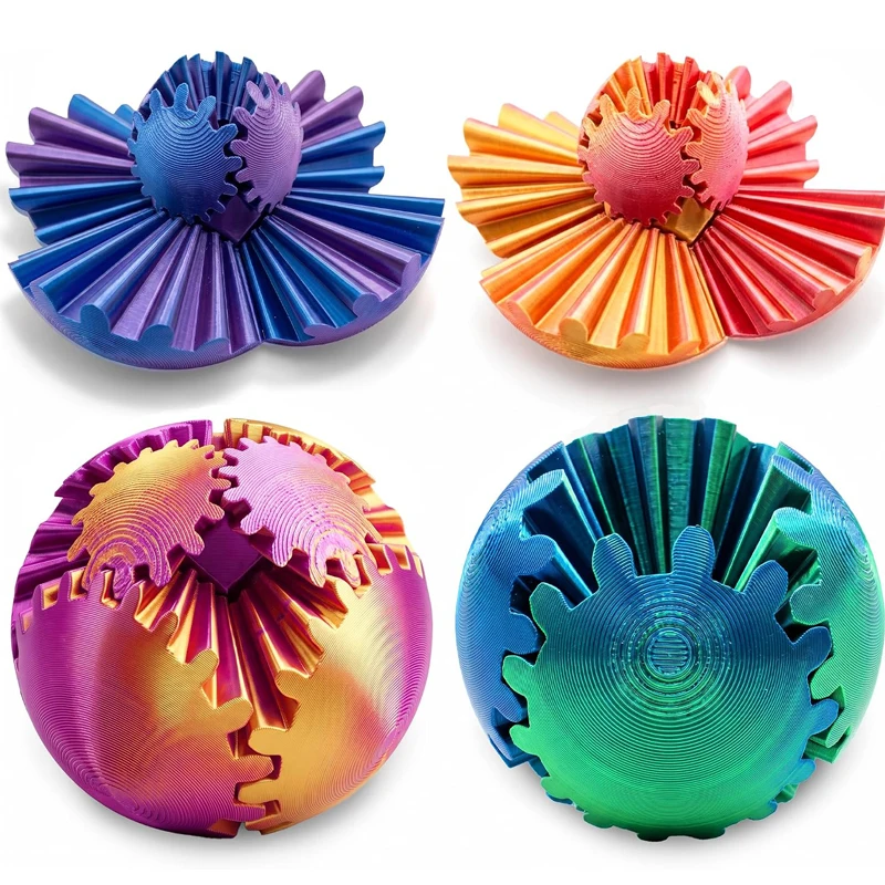Gear Ball 3D Printed Spin Cube Steampunk Whirling Wonder Fidget Anxiety Autism ADHD Focus Stress Relief Toys For Teenager Adults