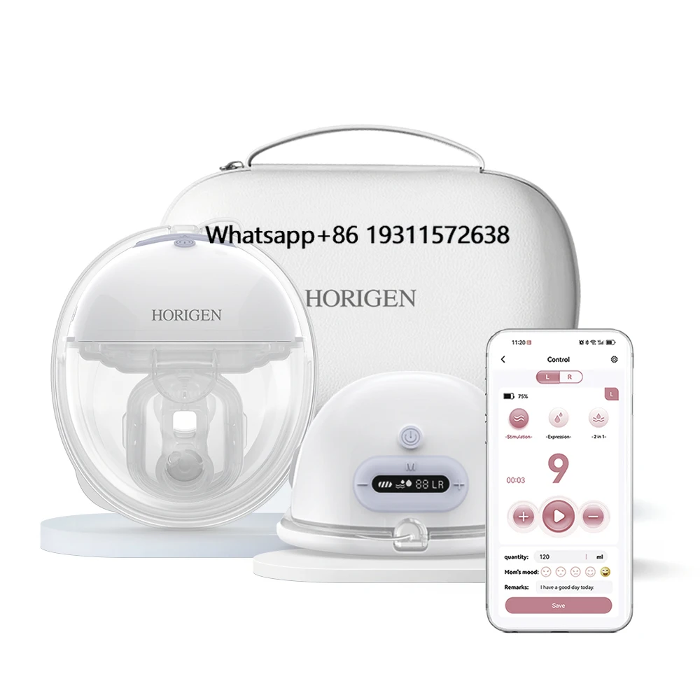 

2024 New Design HORIGEN App Control Portable Intelligent BPA Free Postpartum Hands Free Electric Breast Pump Wearable