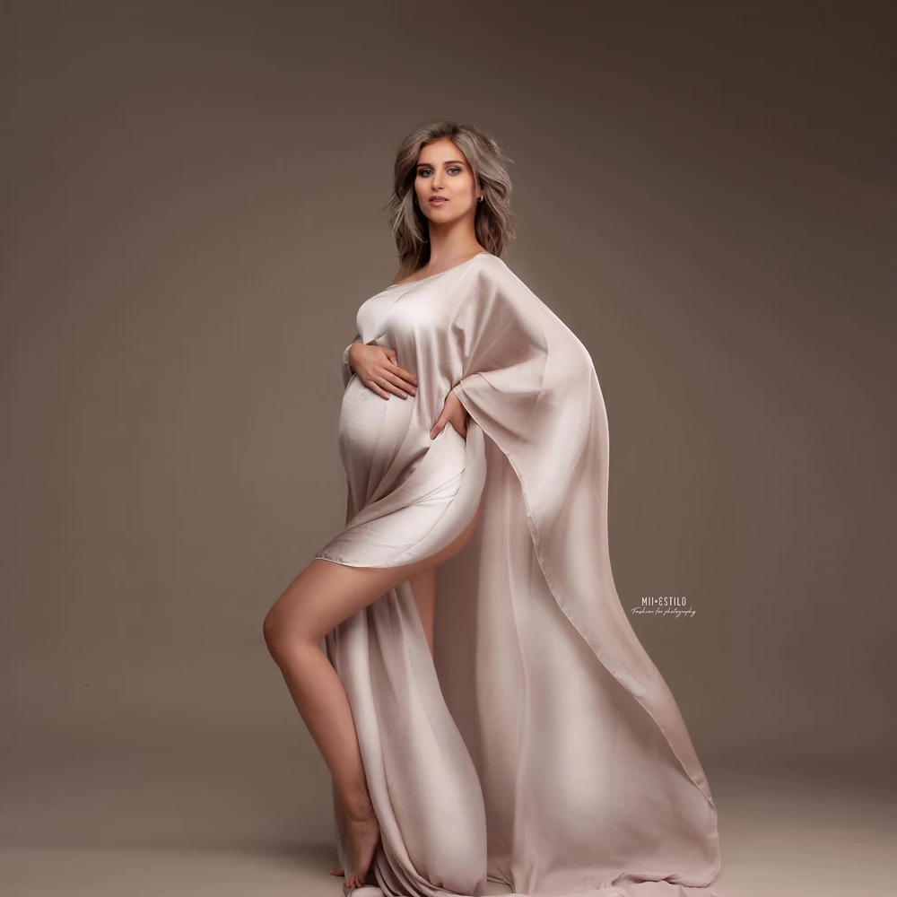 

Maternity Photography Prop Dress Strapless Soft Chiffon Cape Tulle Cloak Simple Modeling Fabric Pregnancy Photo Shoot Accessorie