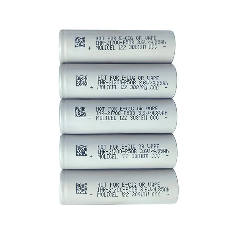 오리지널 몰리셀 P50B 21700 배터리 5000mAh 50A 방전 고출력 충전식 리튬 이온 배터리 플랫탑 INR 21700 셀