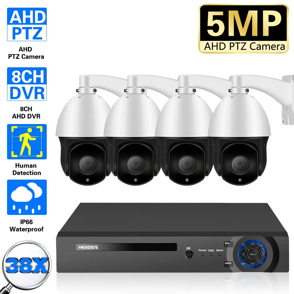 

5MP 8CH AHD DVR System Kit 5MP Dome AHD PTZ Camera Pan Tilt 38X Zoom Motion Detection P2P MINI Surveillance Video Camera Set