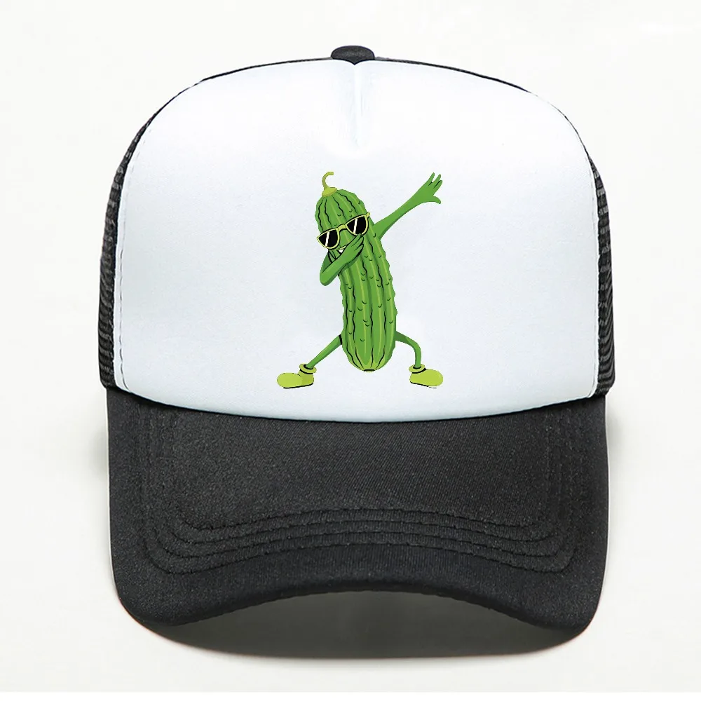 Dabbing Pickle Dancing Cucumber Lover Funny baseball cap fashion Breathable Nostalgia Retro Street sun hat mesh Snapback Hats