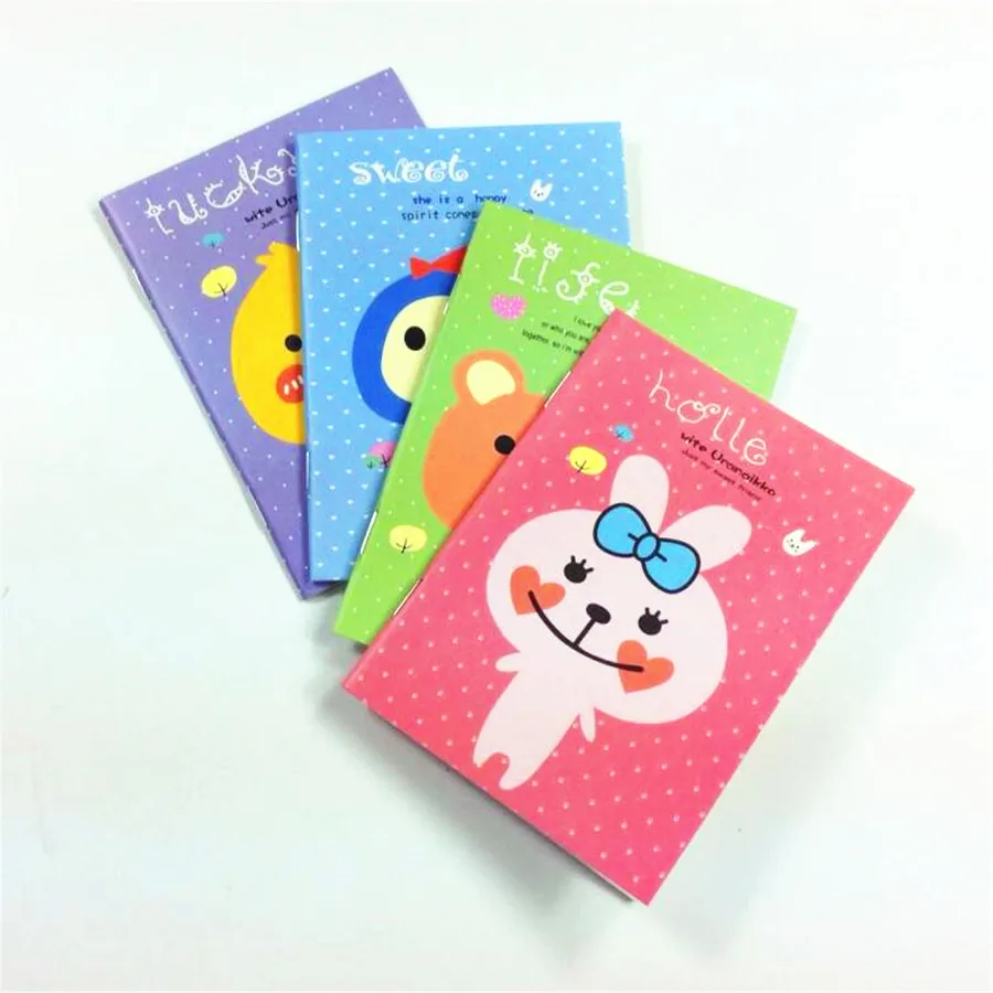 1packs/lot Cute Animal Cartoon Small Kawaii Supplies Stationery  Kraft paper notebook handmade Diary agenda pocket book