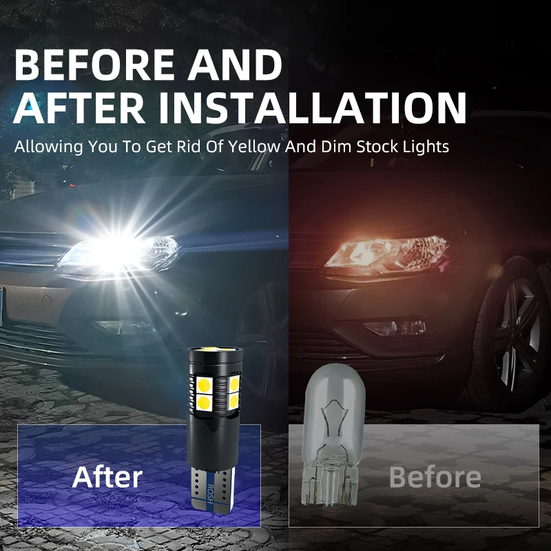 2×T10 W5W LED Clearance Parking Side Marker Lights Bulbs No Error For Volvo C30 C70 S40 S60 S70 S80 V40 V50 V70 XC70 XC60 XC90