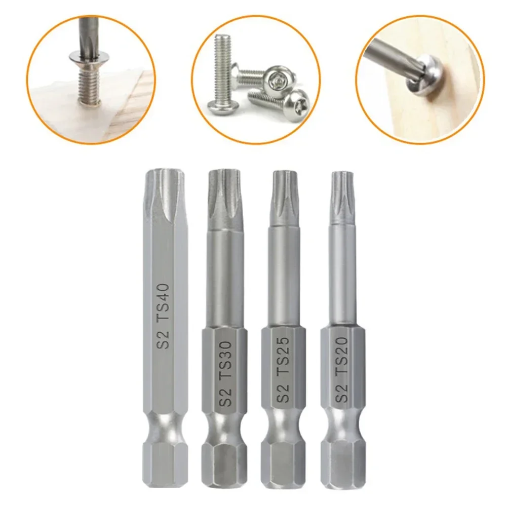 

4PCS 50mm Magnetic Torx Screwdriver Bits Steel Electric Screwdriver T20-T40 Drill Bits For Electric Screwdrivers Power Tools